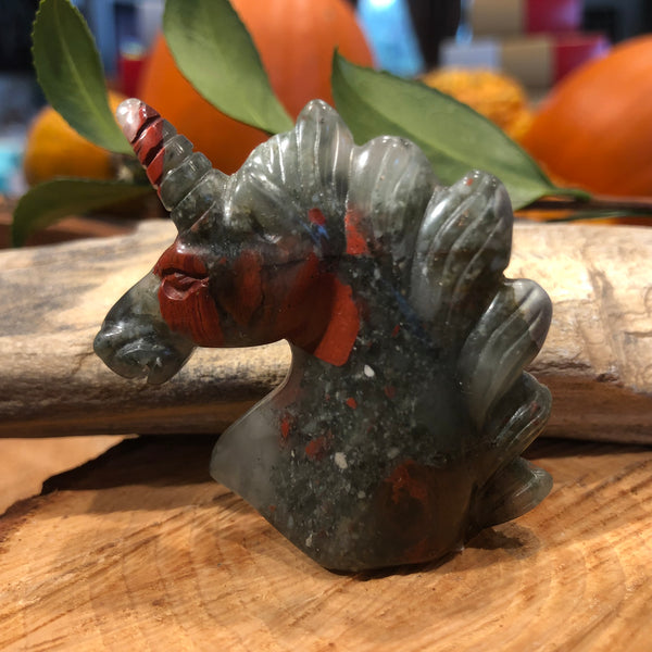 Carved Bloodstone Unicorn