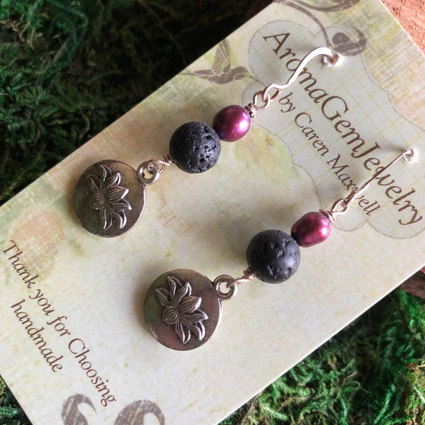 Essential oil diffuser- sterling silver -leaf & fancy jasper