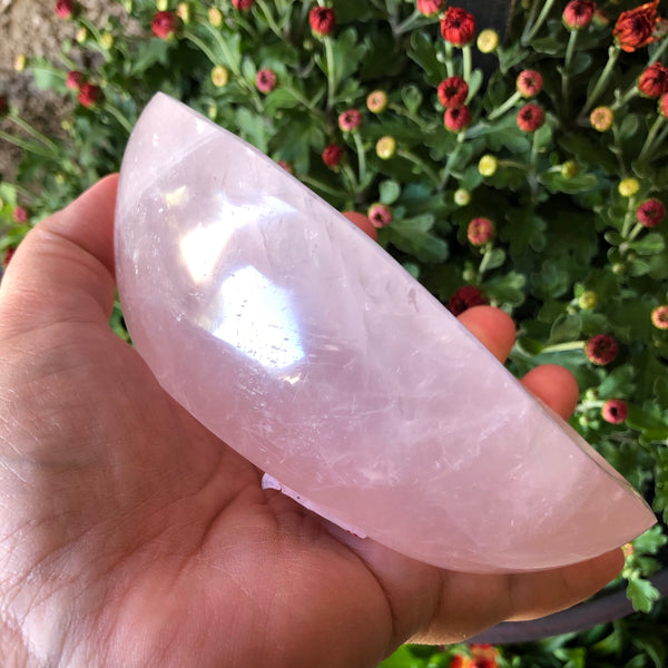 Large Rose quartz carved bowl