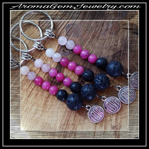 Essential oil diffuser keychain - Rose Quartz, love
