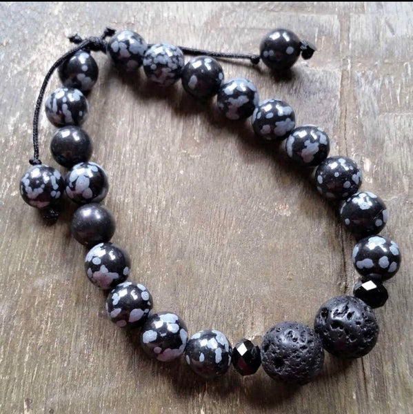 Essential oil diffuser bracelet - Snowflake Agate (Protection, Purify, Balance, Metamorphosis)