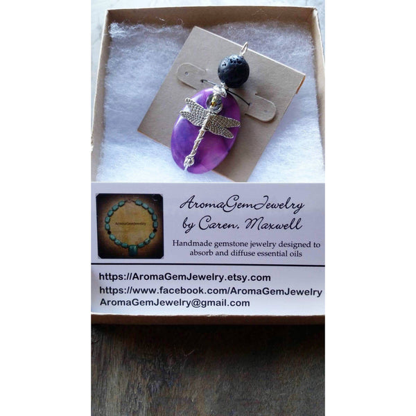 Essential oil diffuser necklace - purple crazy lace agate