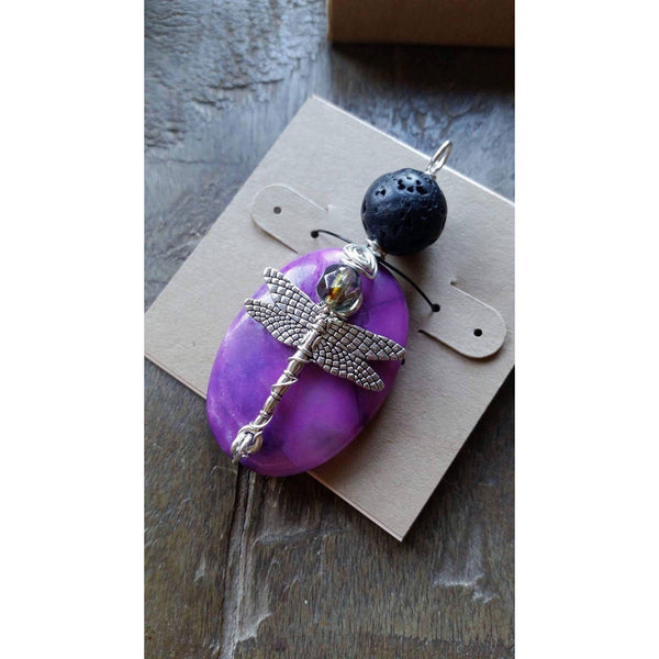 Essential oil diffuser necklace - purple crazy lace agate