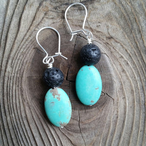 Essential oil diffuser earrings - blue Magnesite - Sterling Silver