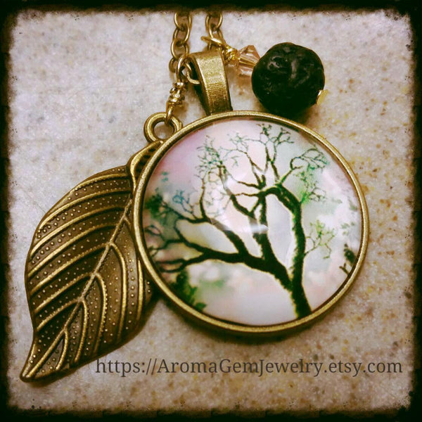 Essential oil diffuser necklace- Tree of Life