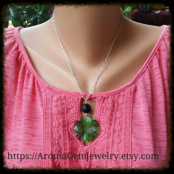 Essential oil diffuser necklace  - glass flower