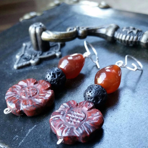 Essential oil diffuser earrings - Brecciated Jasper