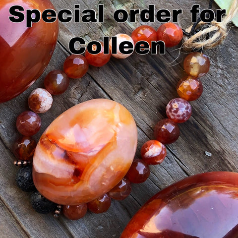 Special Order for Colleen -aromatherapy bracelet & heart set- Carnelian