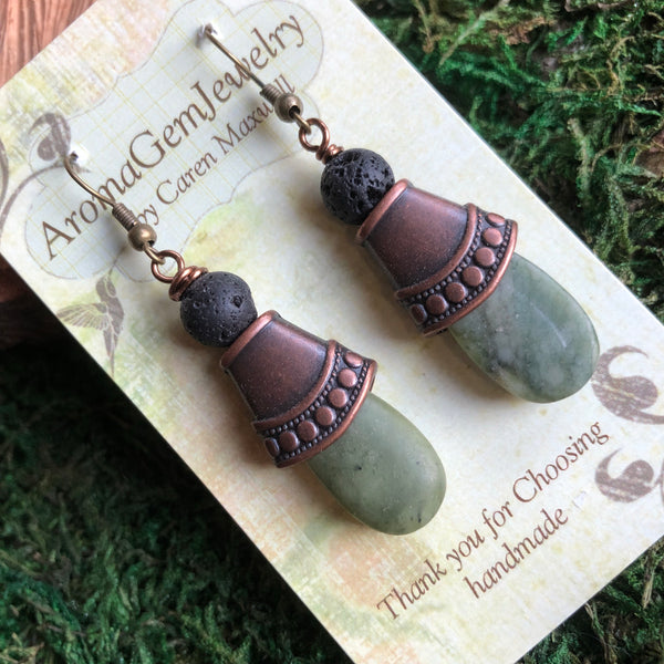 Essential oil diffuser earrings -serpentine