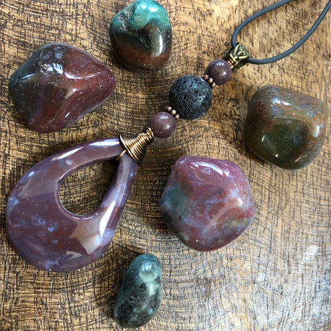 Essential oil diffuser necklace - Fancy Jasper