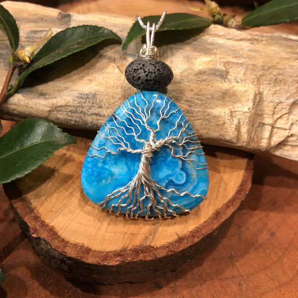 Essential oil diffuser necklace - handmade tree of life