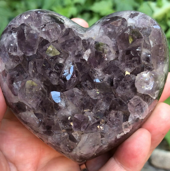 Large Amethyst Polished edge geode heart