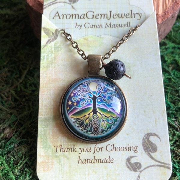 Essential oil diffuser necklace- Tree of Life