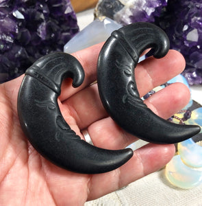 Carved Black Obsidian Crescent Moon (Protection)