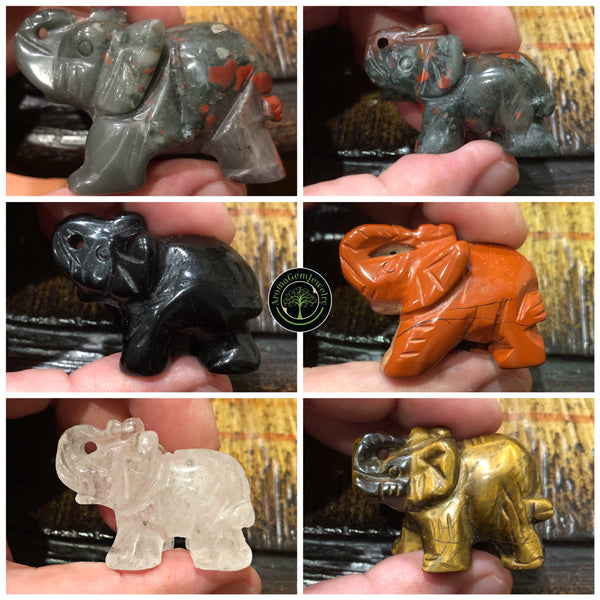 Gemstone carved elephants