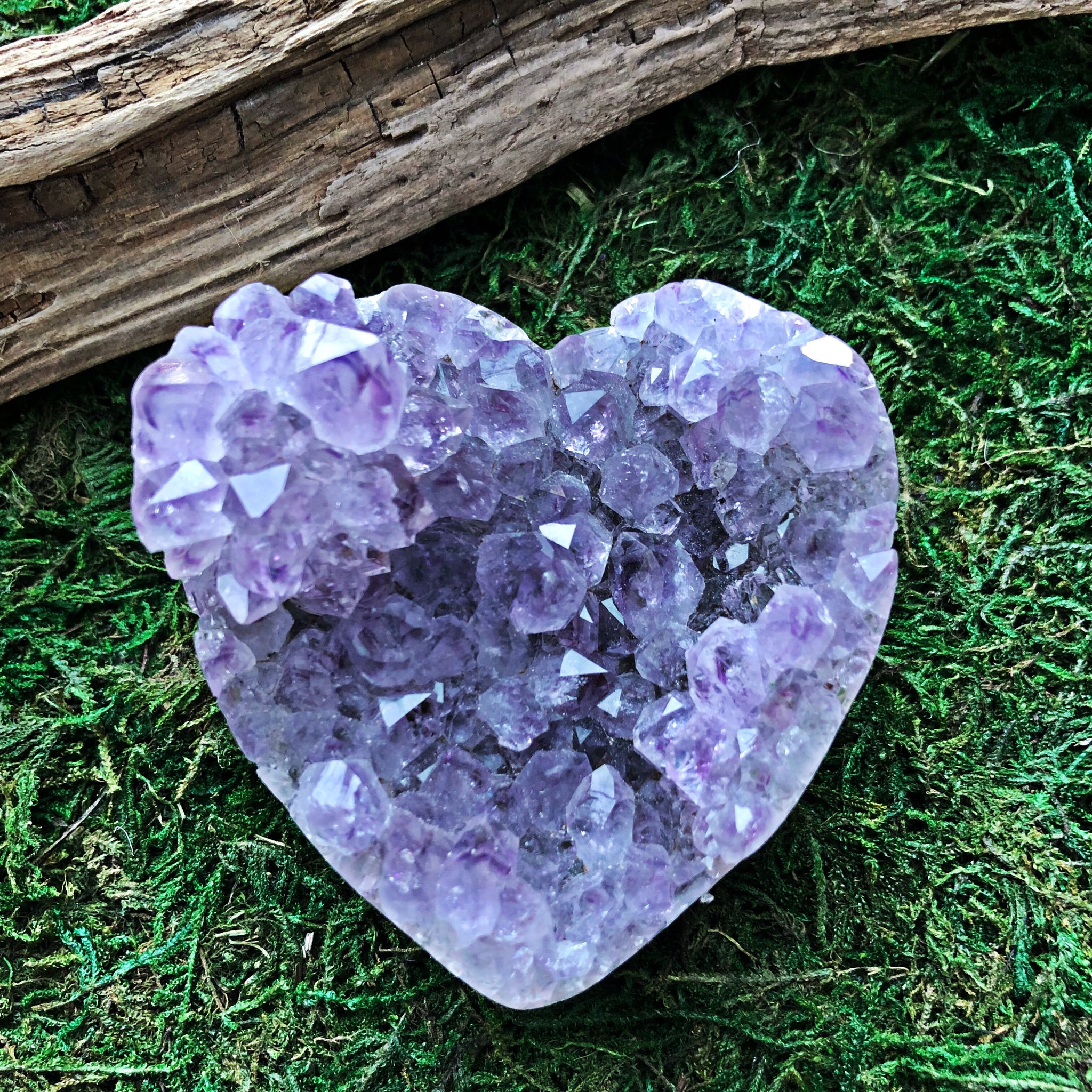 Large Amethyst Cluster Heart with unique flower