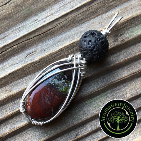 Essential oil diffuser necklace - Bloodstone