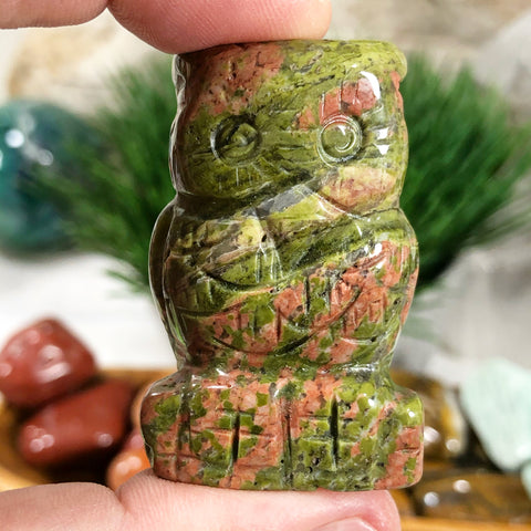 Carved Unakite Owl (2 inch)
