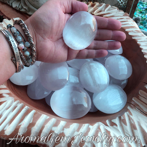 One Selenite Palm stone (also sold in lot of 5)