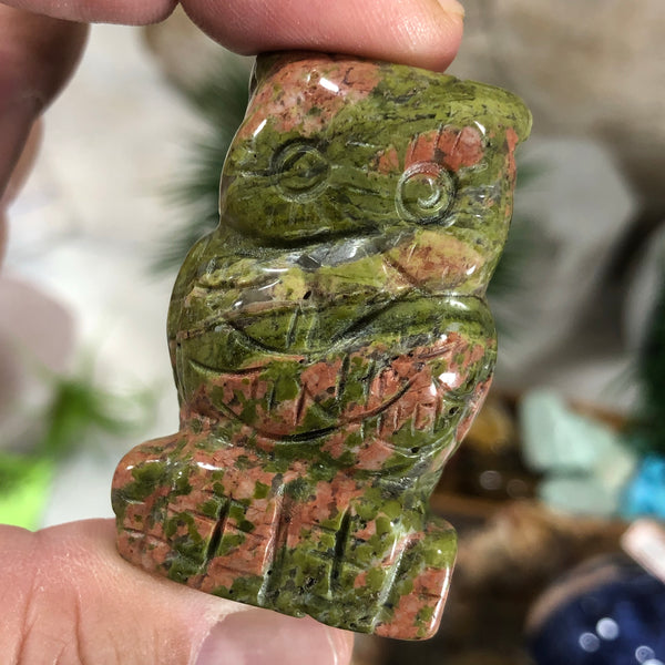 Carved Unakite Owl (2 inch)