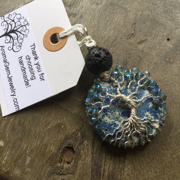Essential oil diffuser necklace - pendant - tree of life