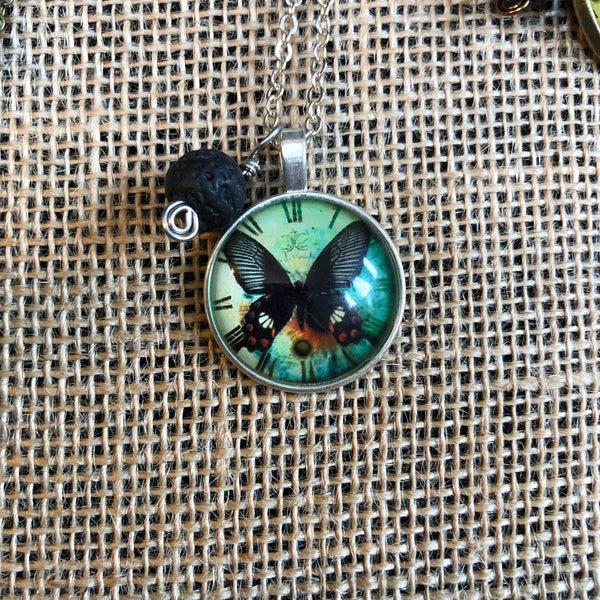 Essential Oil Diffuser Necklace- dragonflies and butterflies