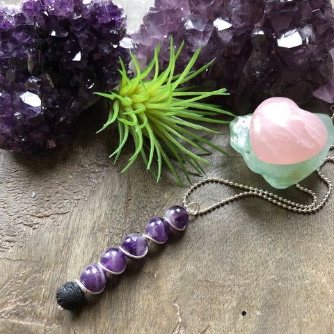 Essential oil diffuser necklace- amethyst