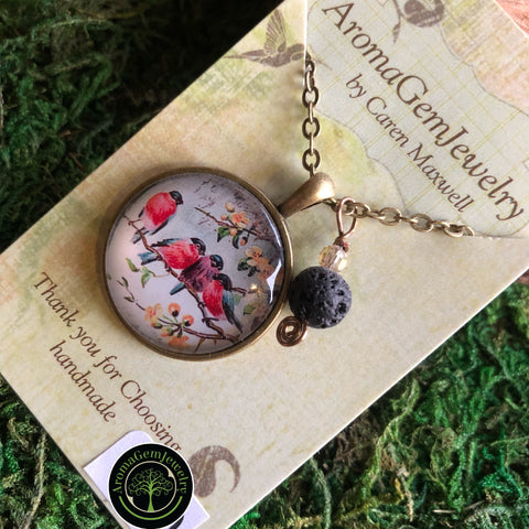 Essential oil diffuser necklace - birds