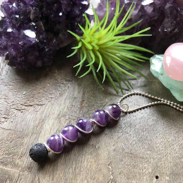 Essential oil diffuser necklace- amethyst