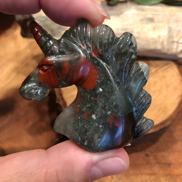Carved Bloodstone Unicorn