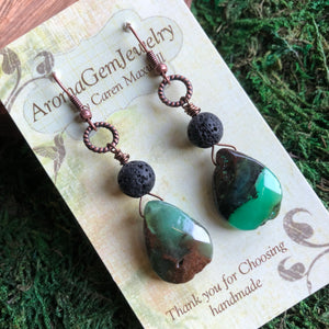 Essential oil diffuser earrings - chrysocolla