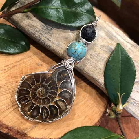 Essential oil diffuser necklace - Ammonite