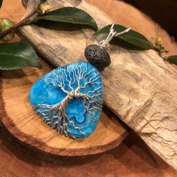Essential oil diffuser necklace - handmade tree of life