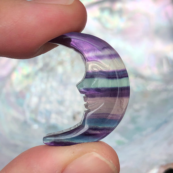 Small Flourite hand carved moon