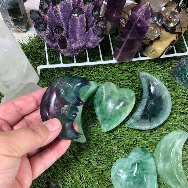 Highest quality Large Flourite hand carved moon