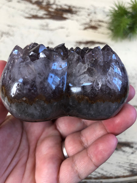 Large Amethyst Polished edge geode heart