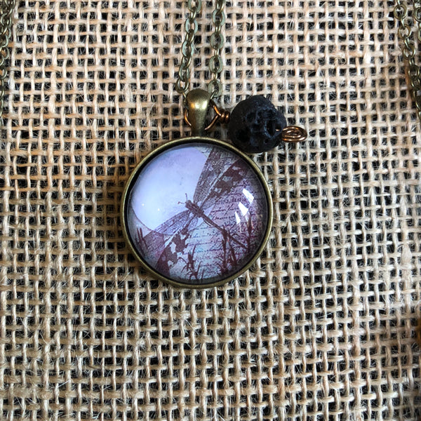 Essential Oil Diffuser Necklace- dragonflies and butterflies