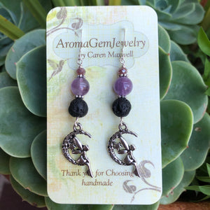 Essential oil diffuser jewelry-Sterling Silver- amethyst - fairy