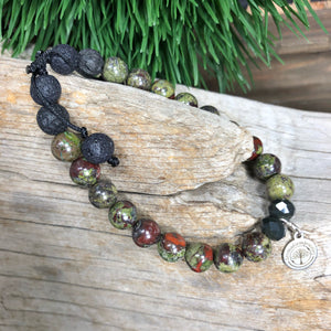 Essential oil diffuser bracelet - Bloodstone (Potection, Energy cleansing, courage, restoration)