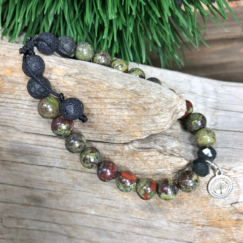 Essential oil diffuser bracelet - Bloodstone (Potection, Energy cleansing, courage, restoration)
