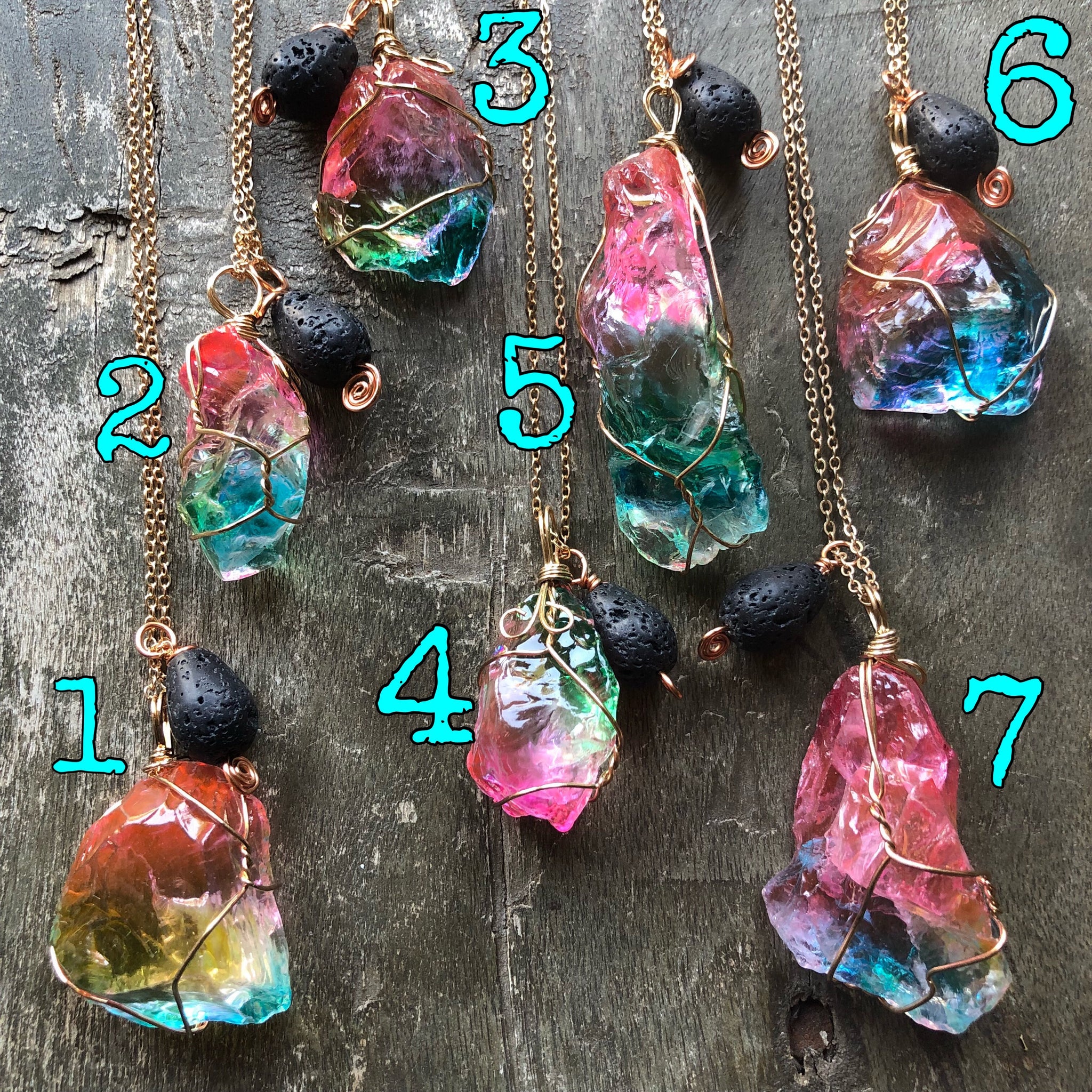 Rainbow Glass aromatherapy necklace