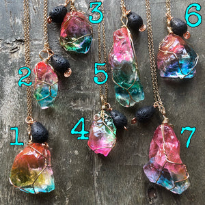 Rainbow Glass aromatherapy necklace