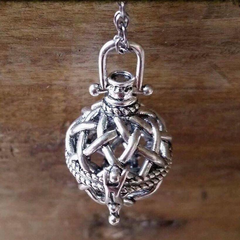 Essential oil diffuser necklace - bola cage - silver finish