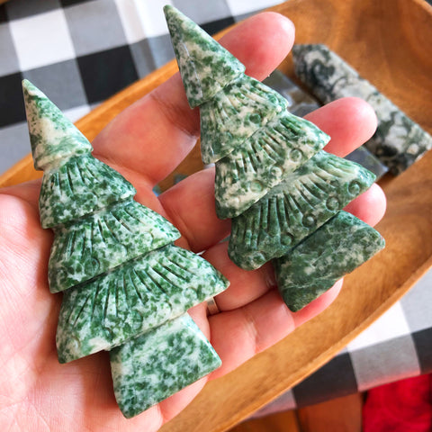 Carved Tree Agate Pines (4 inches & free standing)