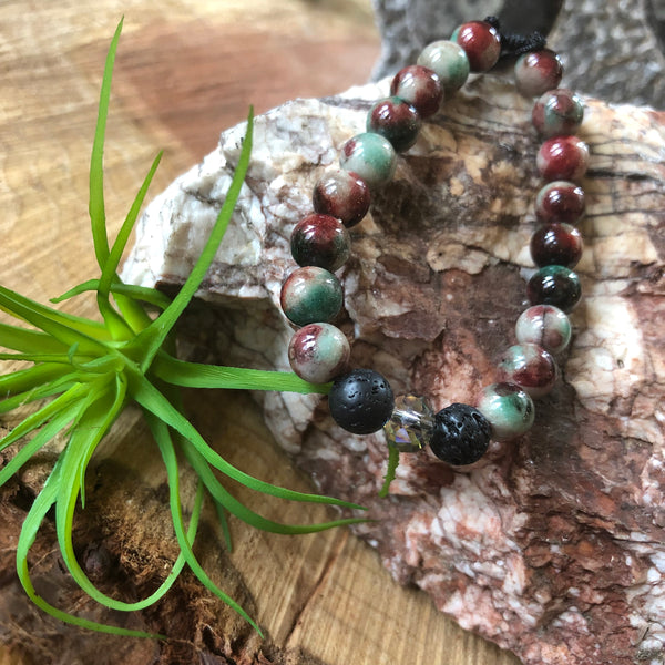 Essential oil diffuser bracelet - Dyed “Malaysia Jade” (Chalcedony)