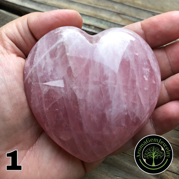 Rose quartz carved heart #1