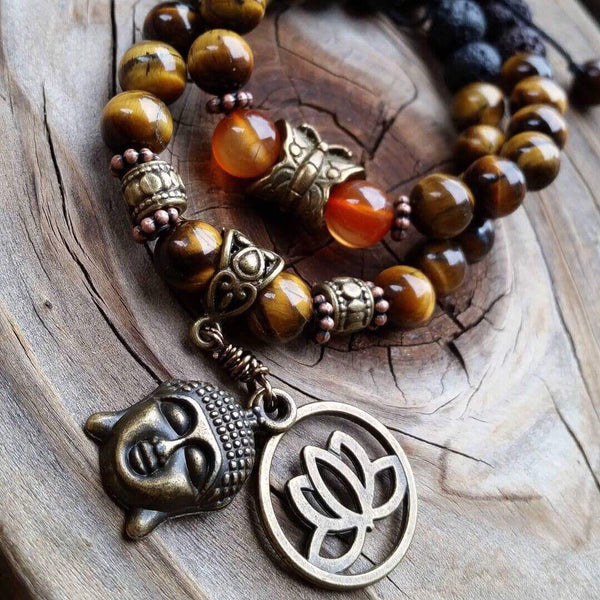 Essential oil diffuser bracelet - Tiger eye -Buddha - Lotus