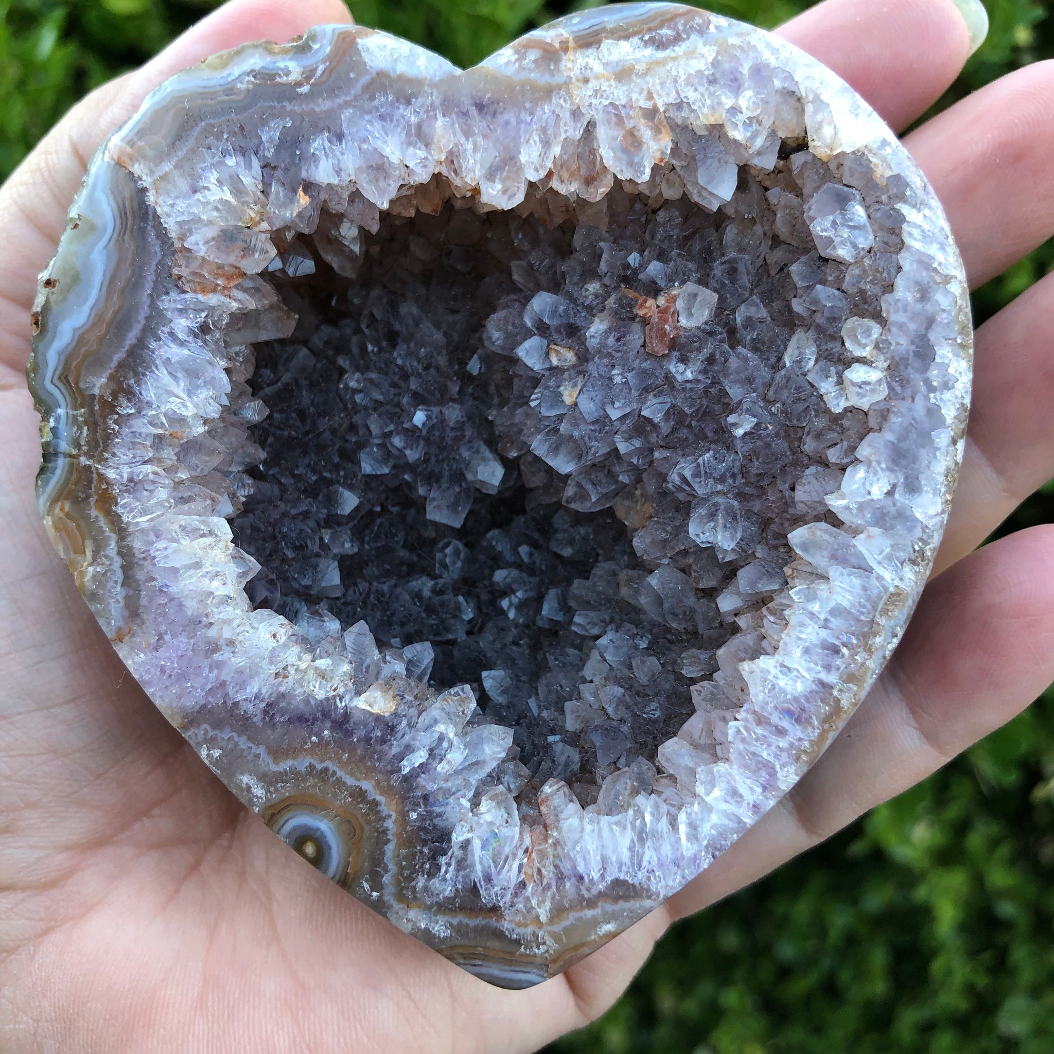 Huge Druzy geode/agate crystal cavern heart