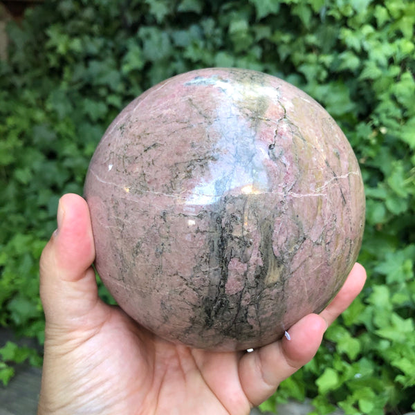 Huge Rhodonite Sphere -8.5 pounds (emotion balancer, healing from emotional trauma)