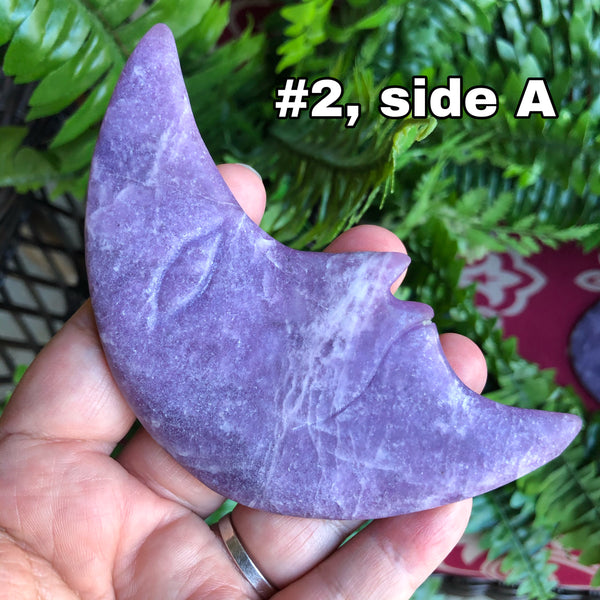 Purple Lepidolite carved crescent moon